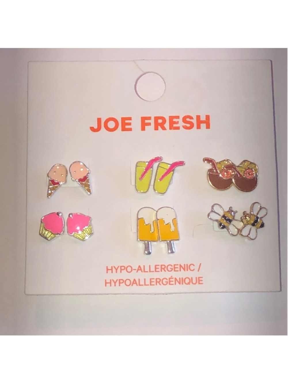 Joe Fresh Dainty Cute Enamel Ice Cream Bee Summer Boho Retro Earrings